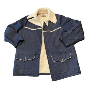 Vintage 70s Men’s Western Denim Sherpa Chore Jacket 46 XT